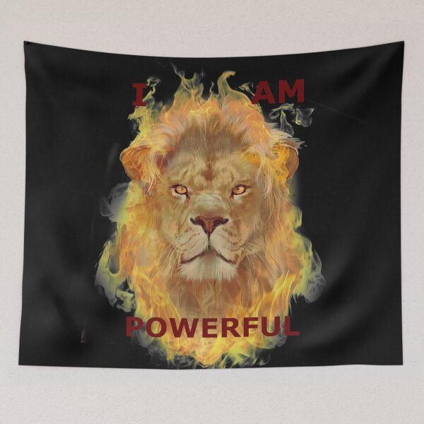 Item preview, I AM POWERFUL Flaming Lion designed and sold by Samantha Haack.