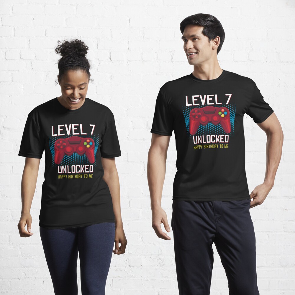 Disstressed Level 7 Unlocked Among With Us 7th Birthday T-Shirt