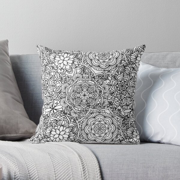 Happy Mandalas Throw Pillow