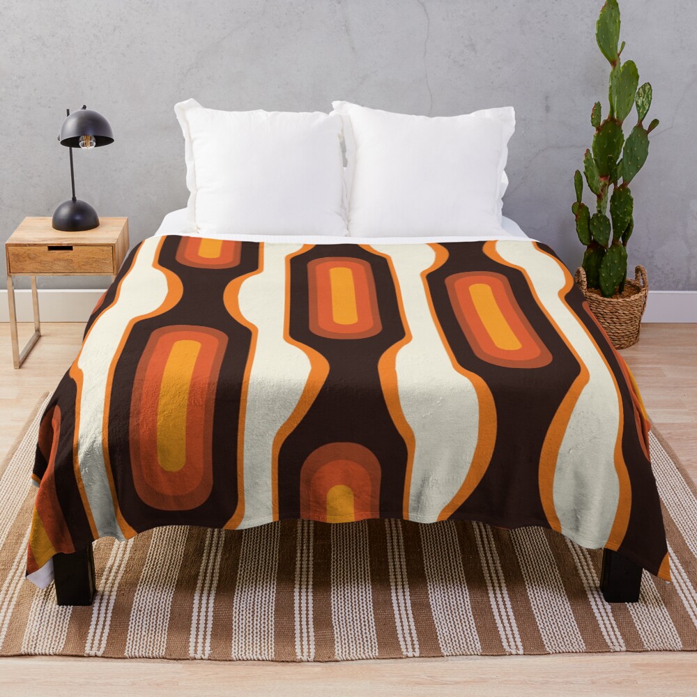 Capsules Large 1970s Orange Meets Mid Century Modern Throw Blanket