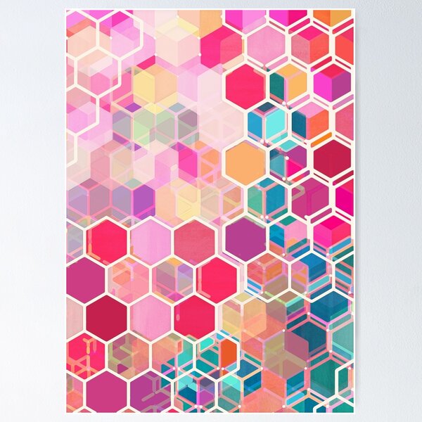 Item preview, Rainbow Honeycomb - colorful hexagon pattern designed and sold by micklyn.
