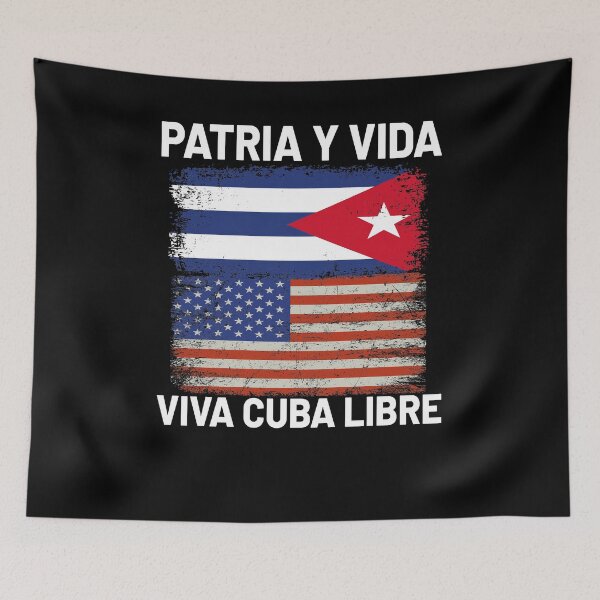 Item preview, PATRIA Y VIDA VIVA CUBA LIBRE - Half American Cuban Flag Vintage Cuba Men Women designed and sold by Tatus Brinal.