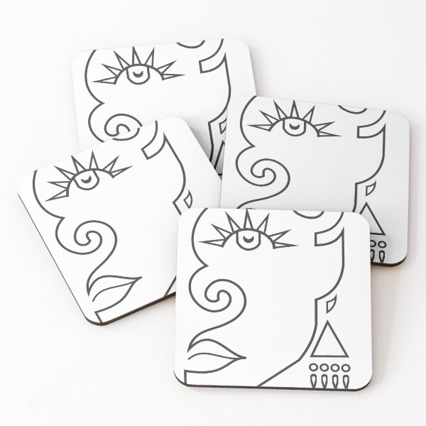 Item preview, Qazaq woman black and white line art. abstract designed and sold by Artyerke.