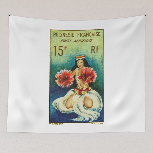 Item preview, Vintage 1964 Tahitian Dancer Postage Stamp designed and sold by retrographics.