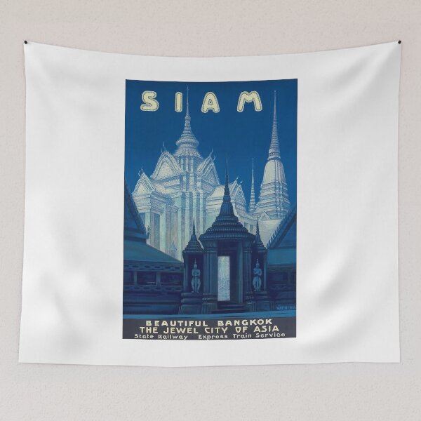 Item preview, Antique Siam Bangkok Temples Travel Poster designed and sold by retrographics.