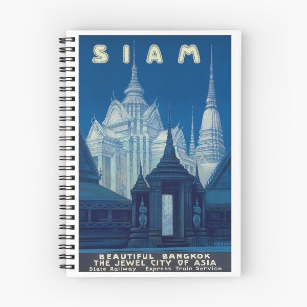 Item preview, Antique Siam Bangkok Temples Travel Poster designed and sold by retrographics.
