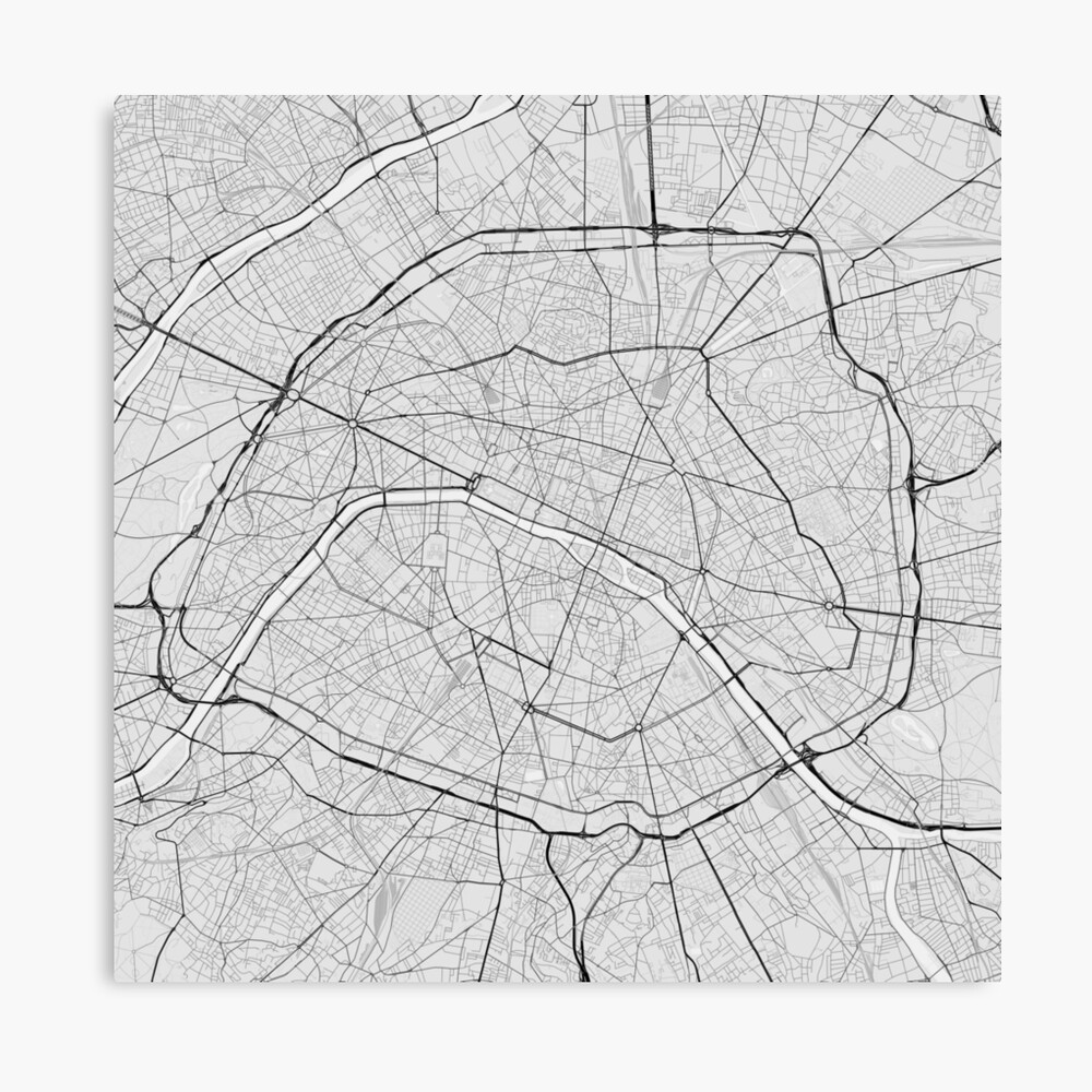 Paris Map Black And White Paris, France Map. (Black On White)" Photographic Print By Graphical-Maps |  Redbubble