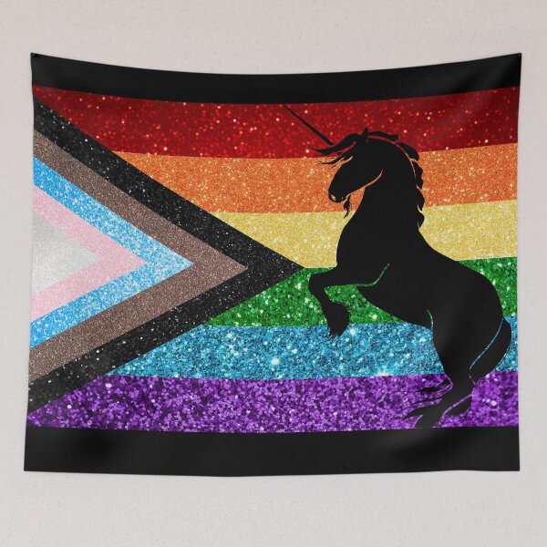 Artikelvorschau, Pride Art - BIPOC Pride Flag mit schwarzem Einhorn entworfen und verkauft von artsbycheri.
