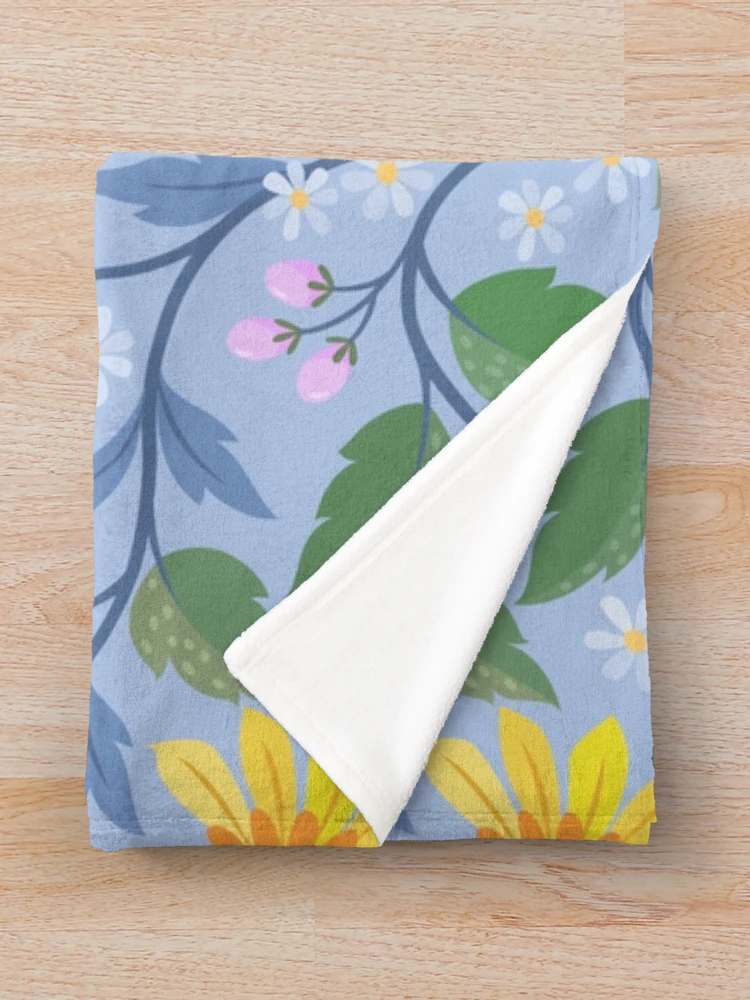 Thumbnail 3 of 6, Throw Blanket, Colorful Hand Draw Flower Design Pattern designed and sold by Arne Smet.