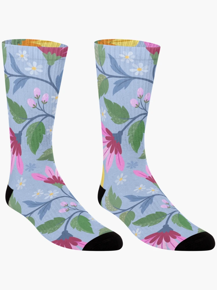 Thumbnail 3 of 5, Socks, Colorful Hand Draw Flower Design Pattern designed and sold by Arne Smet.