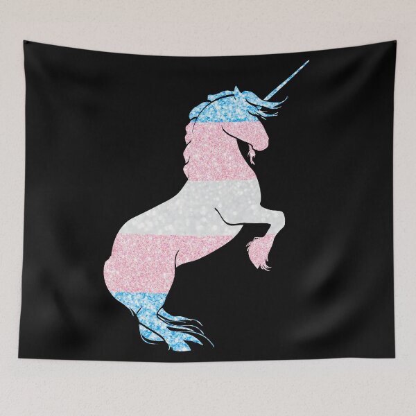 Artikelvorschau, Pride Art - Glitzer Trans Flag Einhorn entworfen und verkauft von artsbycheri.