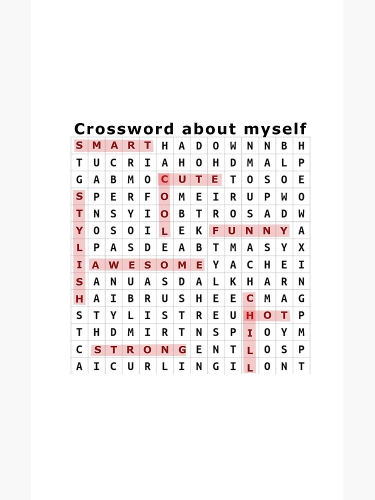 Crossword/Word search puzzle about yourself funny joke design Poster