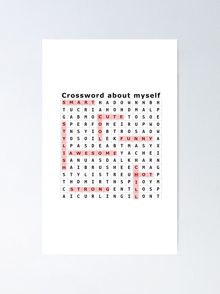 quot Crossword/Word search puzzle about yourself funny joke design quot Poster quot Crossword/Word search puzzle about yourself funny joke design quot Poster