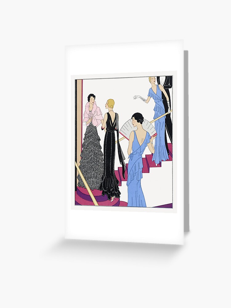 Art Deco Lace evening dress with a 'moire' cape (1931) by Redfern, Bernard  et Cie and Joseph Paquin" Greeting Card for Sale by Designedbysm | Redbubble