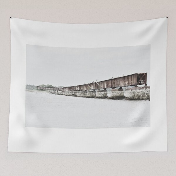 Item preview, Coosawhatchie South Carolina Old Railroad Trestle Black And White designed and sold by LisaWootenPhoto.
