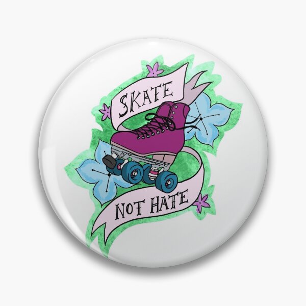Item preview, Skate Not Hate Roller Skate Tattoo Flash Floral designed and sold by LazyBlackCatArt.