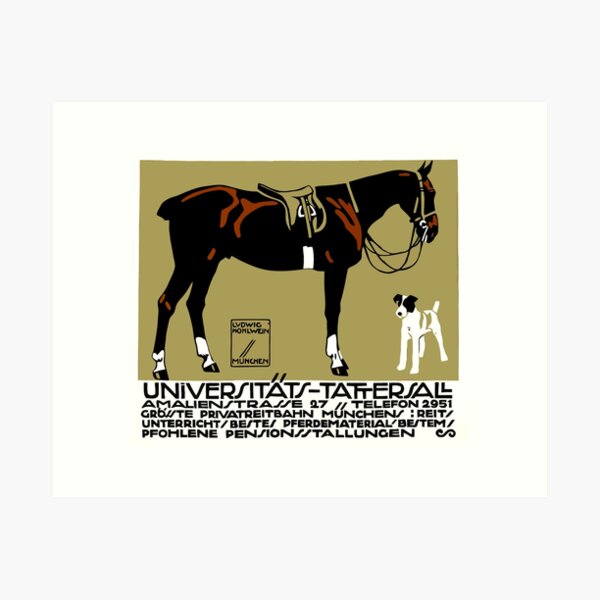 Item preview, 1912 Ludwig Hohlwein Horse Riding Poster Art  designed and sold by retrographics.