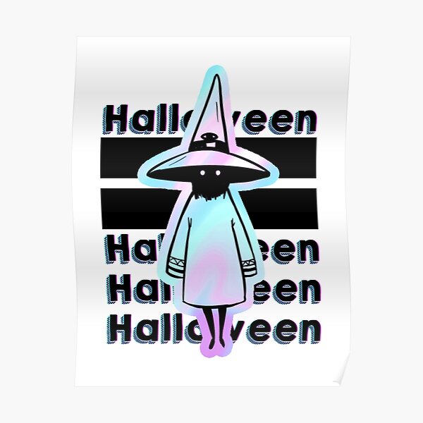 Colorful Witch Spooking on Halloween Poster