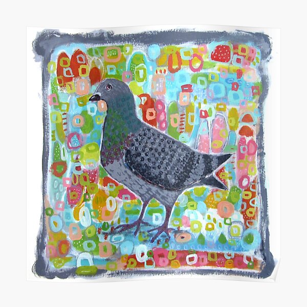 Pigeon Bird Rainbow Fantasy Poster