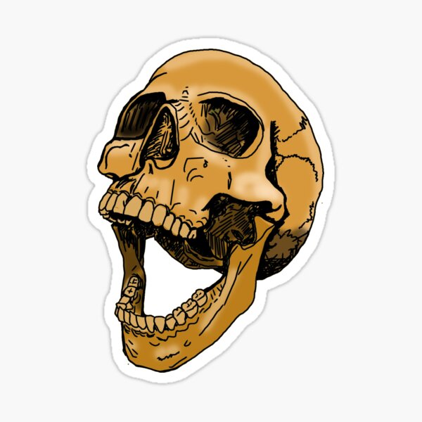 skull tea coloured Sticker