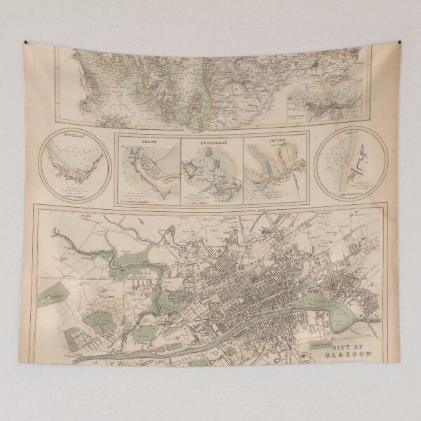 Item preview, Old Scotland West Coast & Cities Map (1872) Vintage Scottish Coastal Chart designed and sold by BravuraMedia.