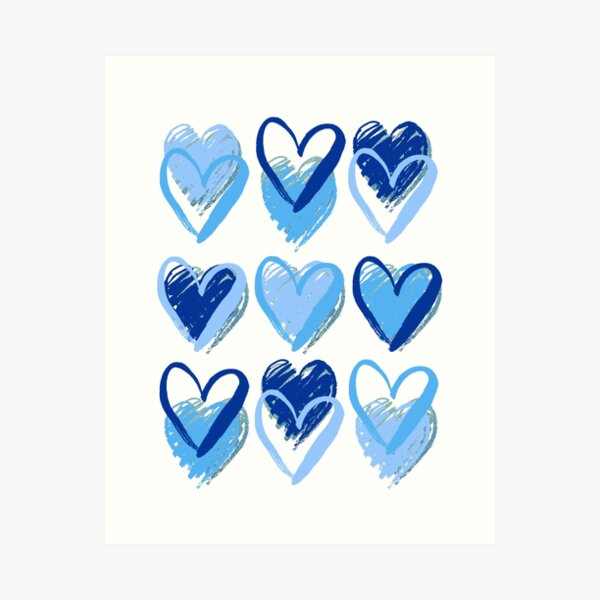 blue hearts Art Print