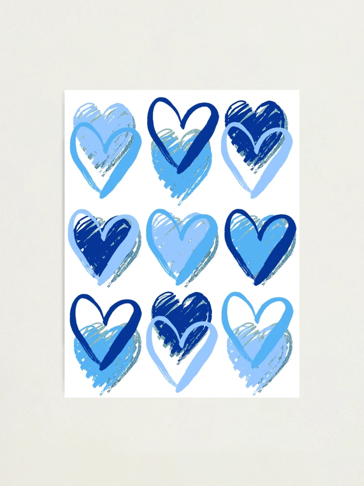 Preppy Watercolor Hearts Inspired in Blue pillow with insert - zip clo –