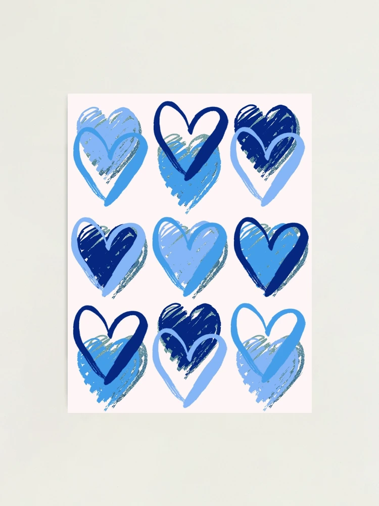 Preppy Watercolor Hearts in Blue Stainless Steel Water Bottle 