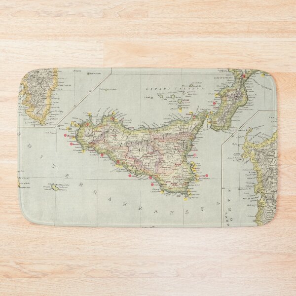 Item preview, Old Sicily Italy Map (1883) Italian Historical Atlas designed and sold by BravuraMedia.