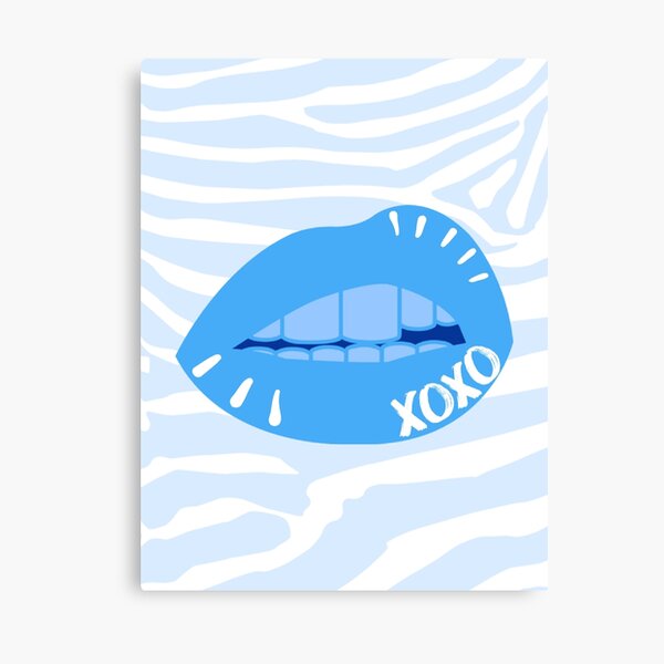 XOXO lip bite - blue Canvas Print