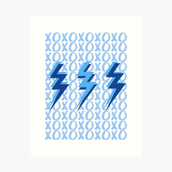 xoxo lightning bolts - blue Art Print