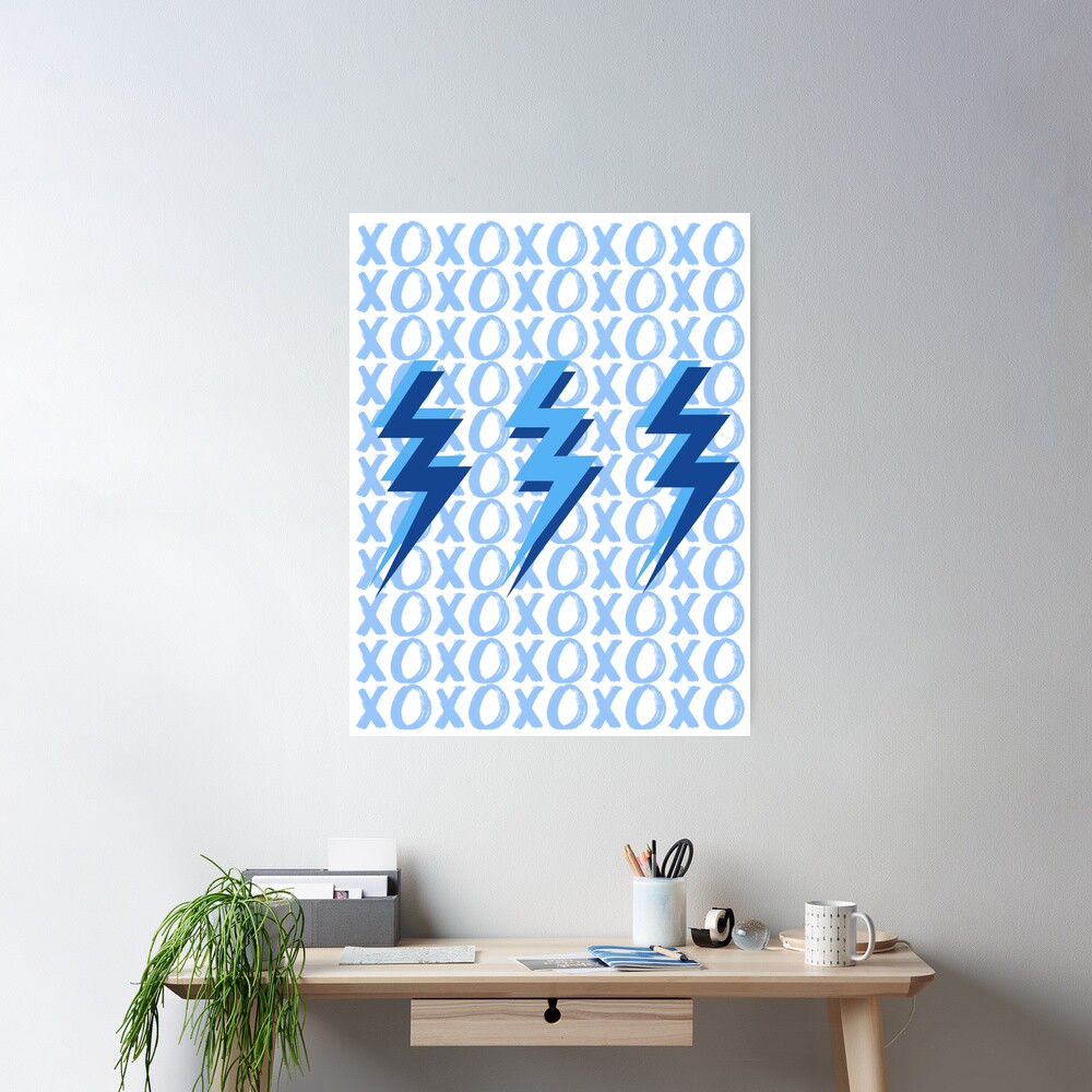 xoxo lightning bolts - blue Poster
