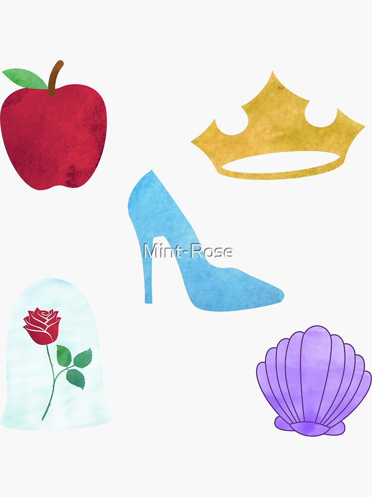Princess Watercolor Symbols Sticker for Sale by Mint-Rose