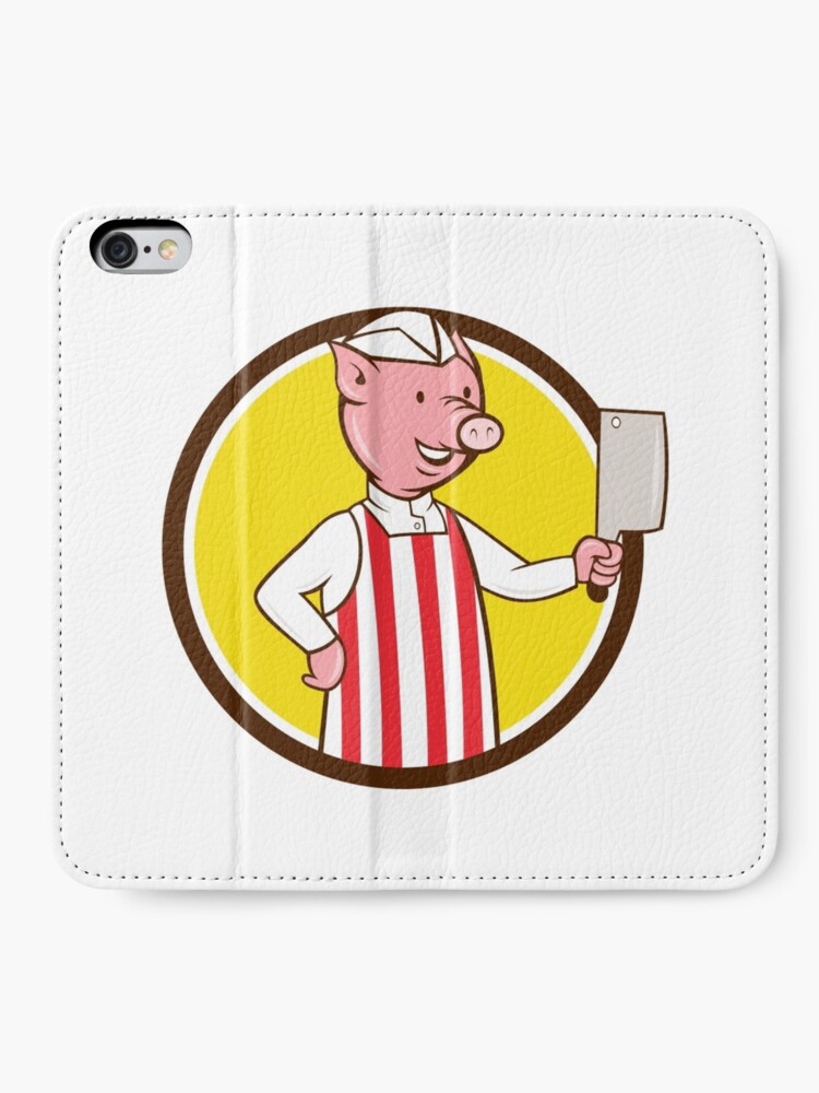 Metzger Schwein Das Fleisch Spalter Kreis Karikatur Halt Iphone Flip Case Von Patrimonio Redbubble