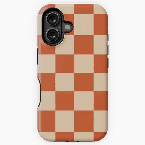 Vista previa del artículo con la obra «Patrón de cuadros geométricos a cuadros de tablero de ajedrez en naranja y beige quemados modernos de mediados de siglo», diseñado y vendido por kierkegaard.