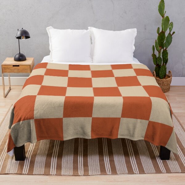 Item preview, Checkerboard Check Geometric Checked Pattern in Mid Century Modern Burnt Orange and Beige designed and sold by kierkegaard.