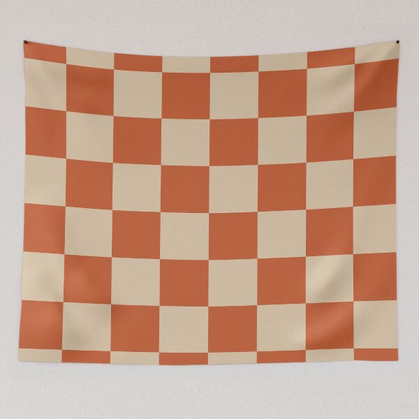 Item preview, Checkerboard Check Geometric Checked Pattern in Mid Century Modern Burnt Orange and Beige designed and sold by kierkegaard.
