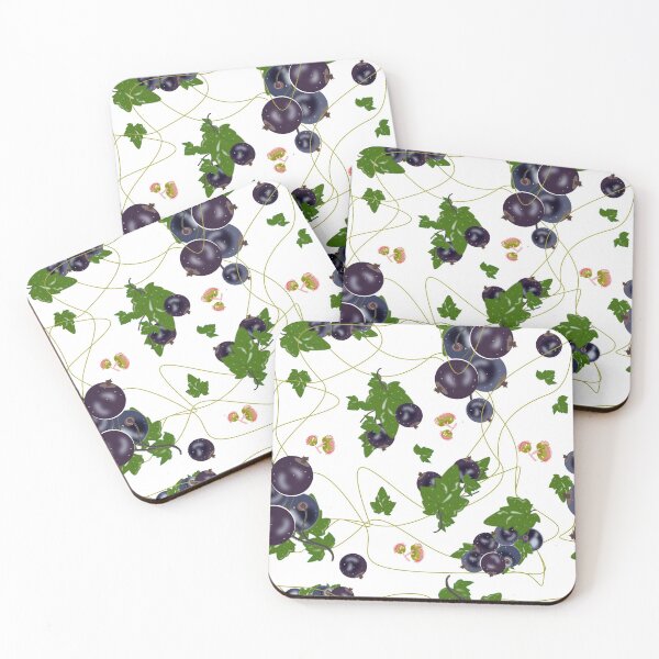 Item preview, black currant berries and flowers, pattern. designed and sold by Natairbrush.