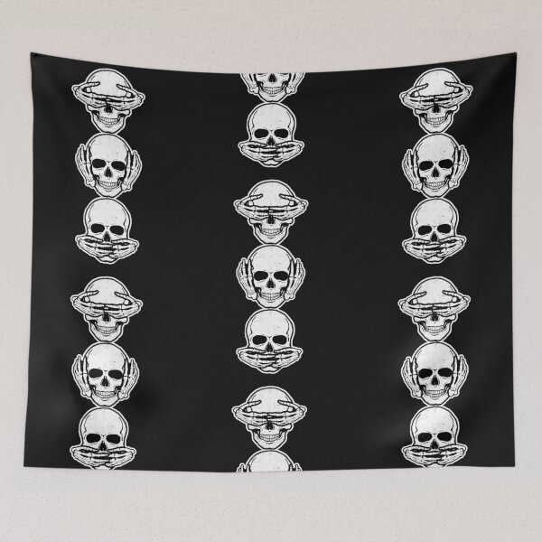 Item preview, See not evil, hear no evil, speak no evil skull, skeleton design designed and sold by ROEfifty.