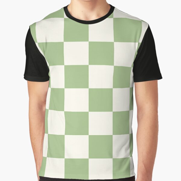 Checkerboard Check Checkered Pattern in Sage Green and Beige Essential T- Shirt for Sale by kierkegaard