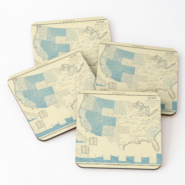 Item preview, Old United States Silver Mining Map (1883) Vintage US Precious Metal Atlas designed and sold by BravuraMedia.