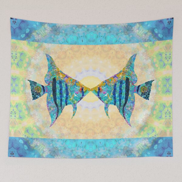 Item preview, Colorful Tropical Angel Fish Kiss Art designed and sold by Sharon Cummings Art.