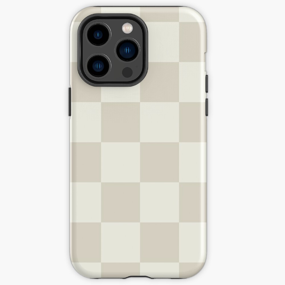 Checkerboard Check Checkered Pattern in Mushroom Beige and Cream iPhone Case  by Kierkegaard Design Studio