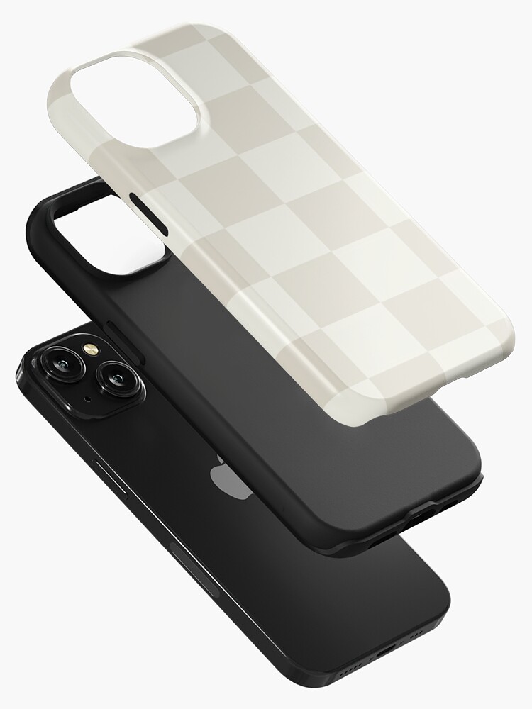 Checkerboard Check Checkered Pattern in Mushroom Beige and Cream iPhone Case  by Kierkegaard Design Studio