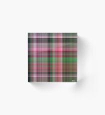 Pink Roses in Anzures 4 Plaid 1 Acrylic Block