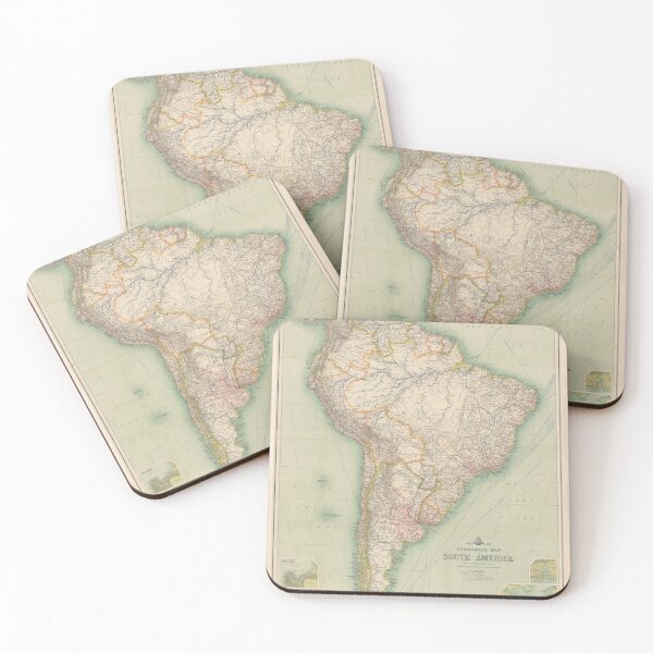 Item preview, Old South America Map (1883) Vintage Southern Americas Continent Atlas designed and sold by BravuraMedia.