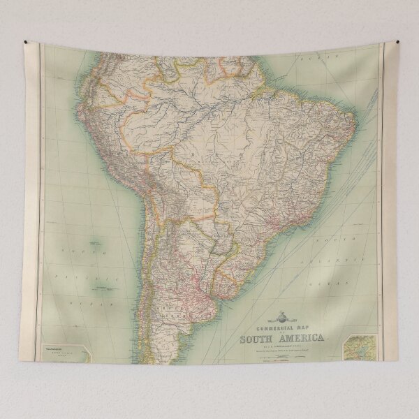 Item preview, Old South America Map (1883) Vintage Southern Americas Continent Atlas designed and sold by BravuraMedia.
