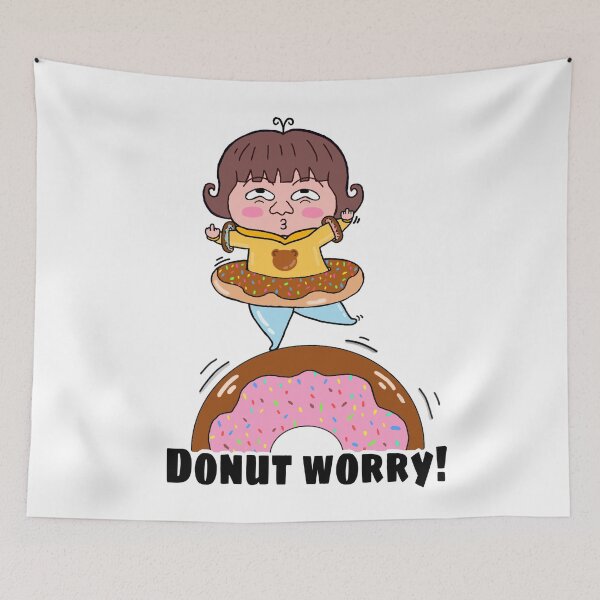 Item preview, Donut Worry! Middle finger girl balances atop rolling donut (Don't worry!) designed and sold by Ms-Wgaf.