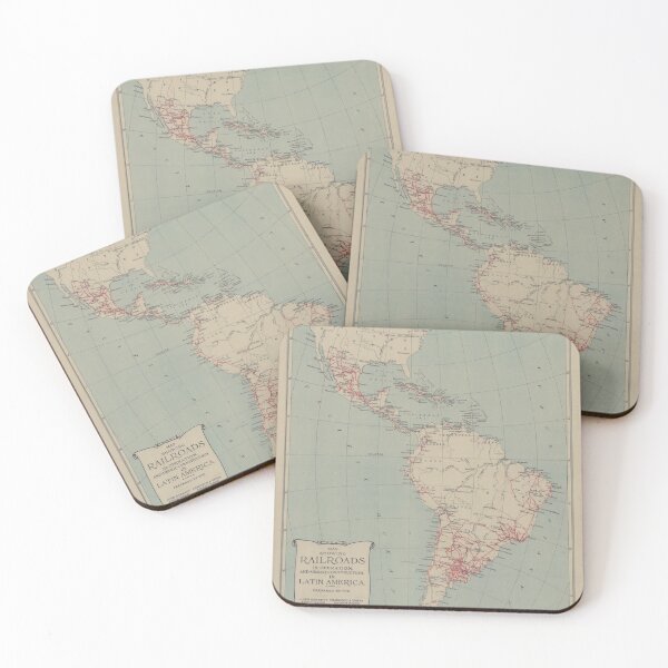 Item preview, Old Central & South America Railroad Construction Map (1913) Vintage Americas Railways Atlas designed and sold by BravuraMedia.