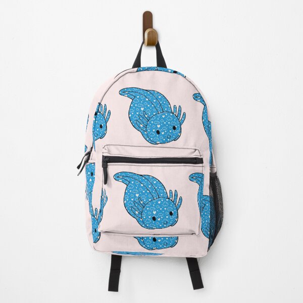 Item preview, Cute Kawaii Baby Chibi Axolotl in Bright Blue with Hearts and Cloud Pattern designed and sold by InkMemories.